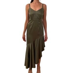 Bebe Satin Stap Asymmetrical Mermaid Dress Cocktail Gala Ball‎ Holiday Size 4